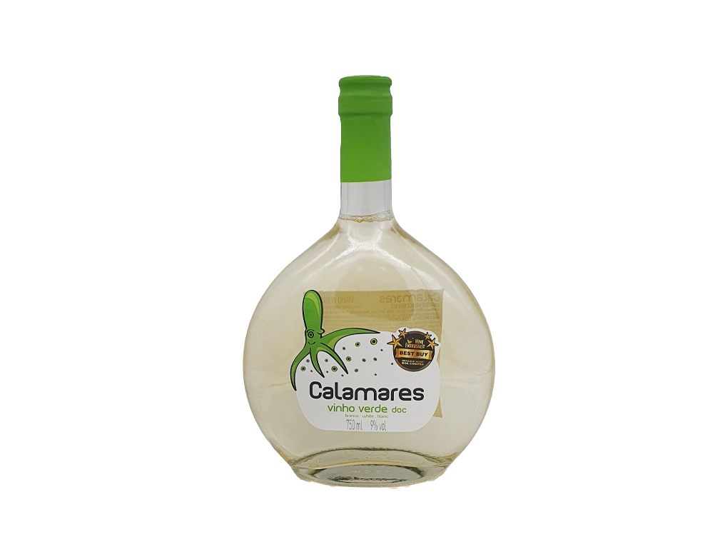 VINHO PORTUGUÊS VERDE BRANCO MEIO SECO CALAMARES 750 ML (CX 6 UN)